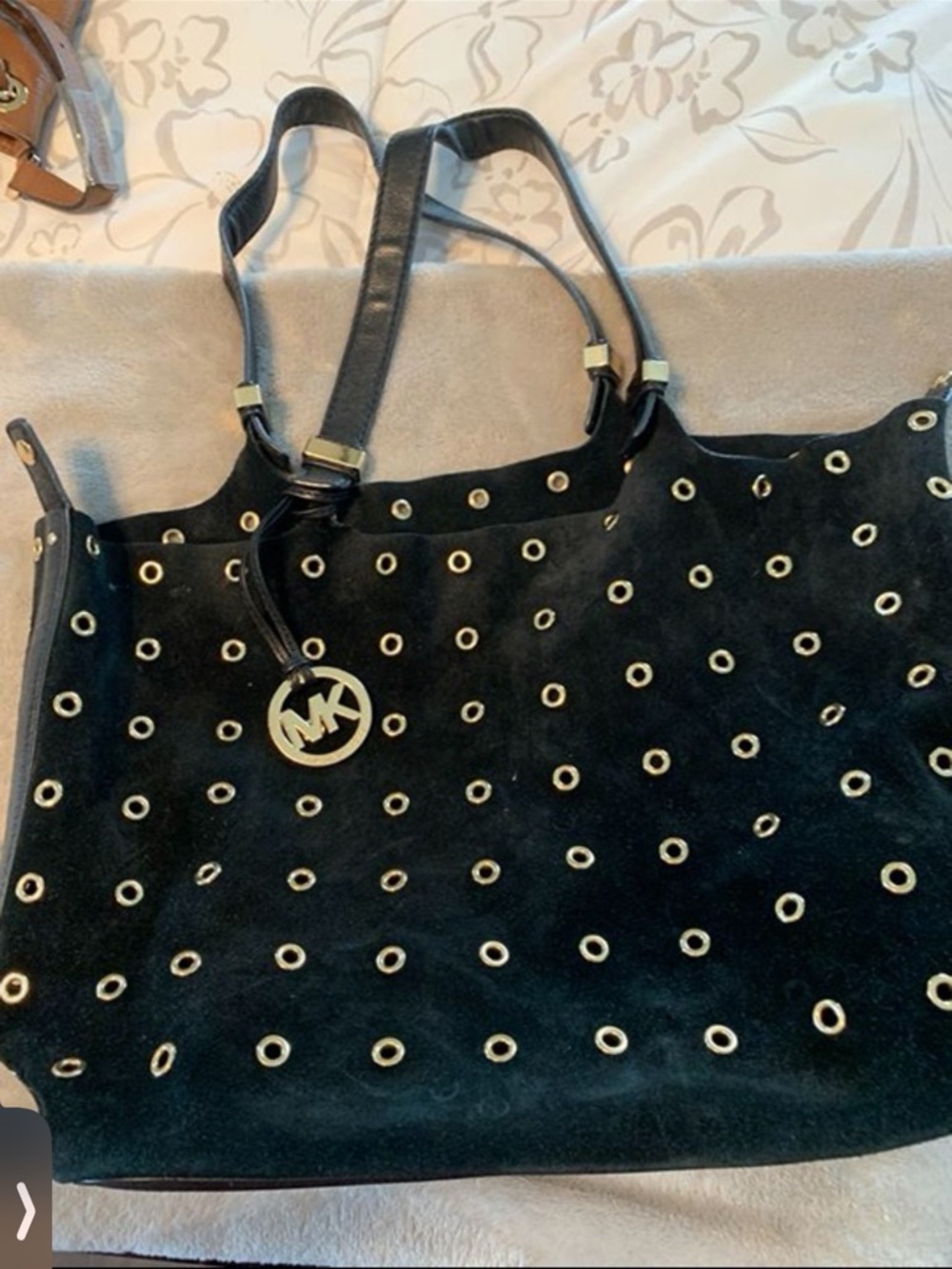 Michael Kors Black Suede Eyelet Tote Bag